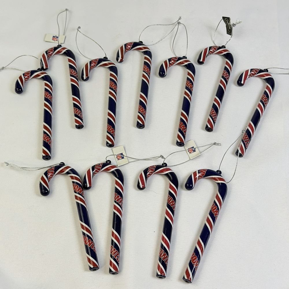 11 New York Giants NFL Licensed Christmas NY Candy Cane Ornaments 5.25" Football